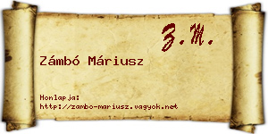 Zámbó Máriusz névjegykártya